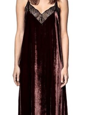 Zadig and Voltaire Risty Velvet Slip Dress in Bordeaux - New with Tags Size Smal